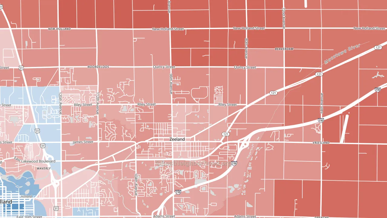 49464, MI block-group political-lean map