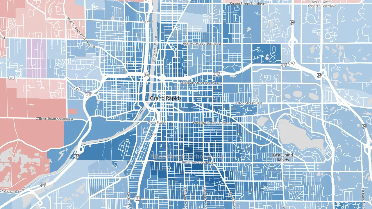 49503, MI block-group political-lean map