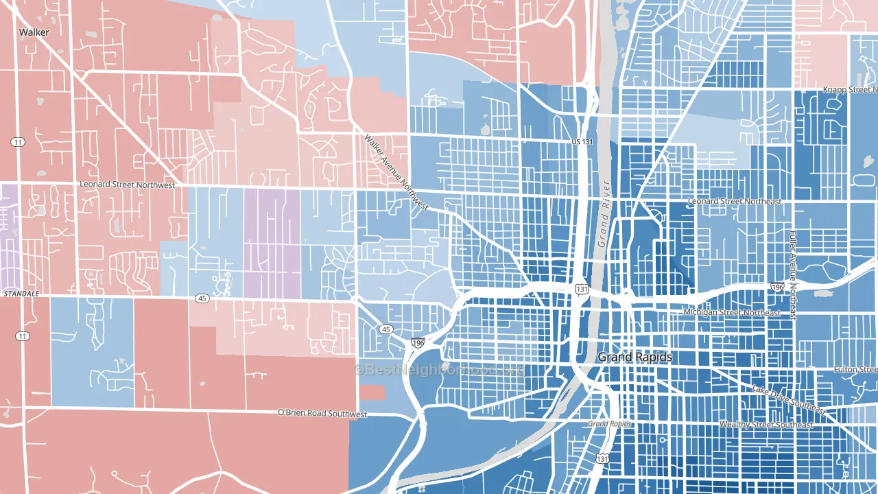 49504, MI block-group political-lean map