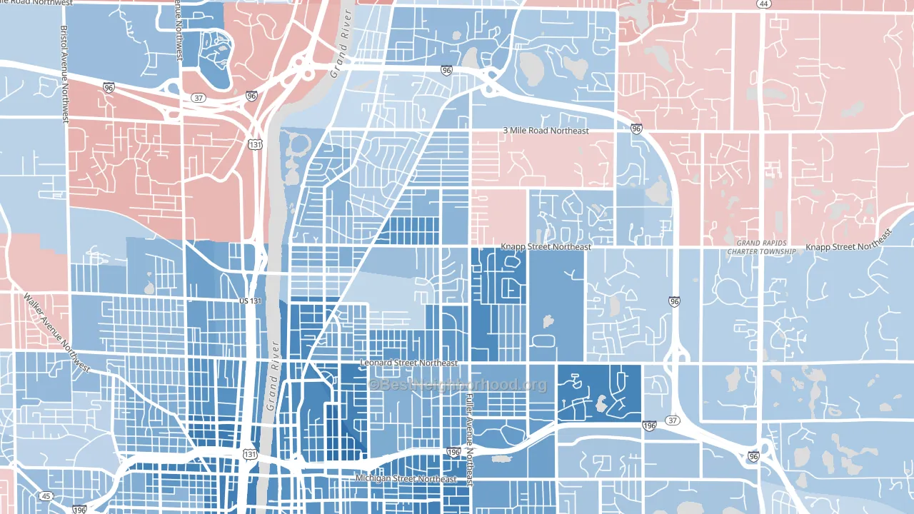 49505, MI block-group political-lean map