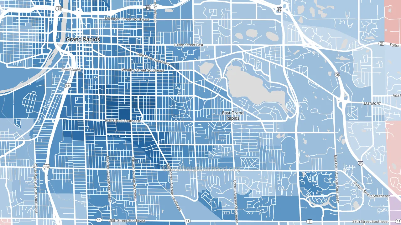 49506, MI block-group political-lean map