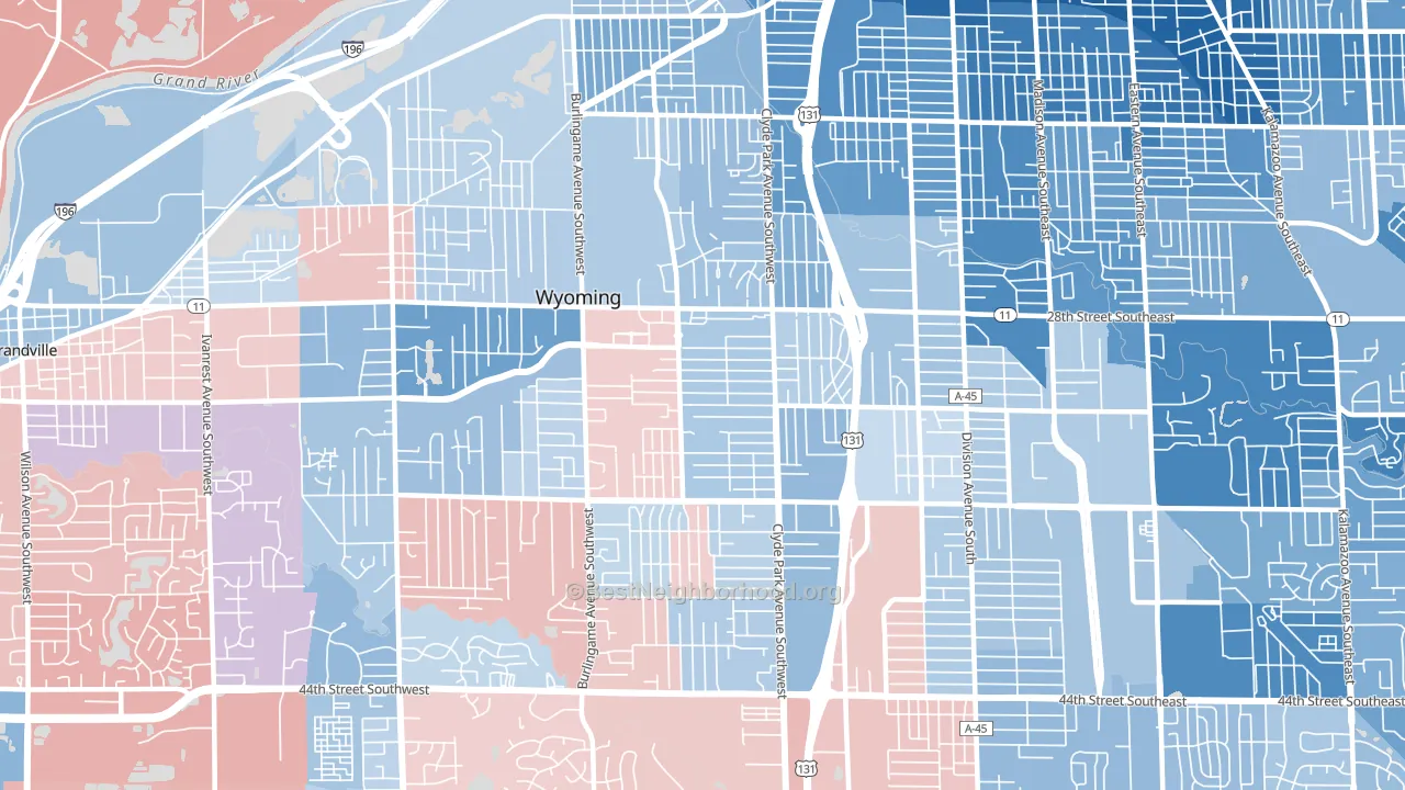 49509, MI block-group political-lean map