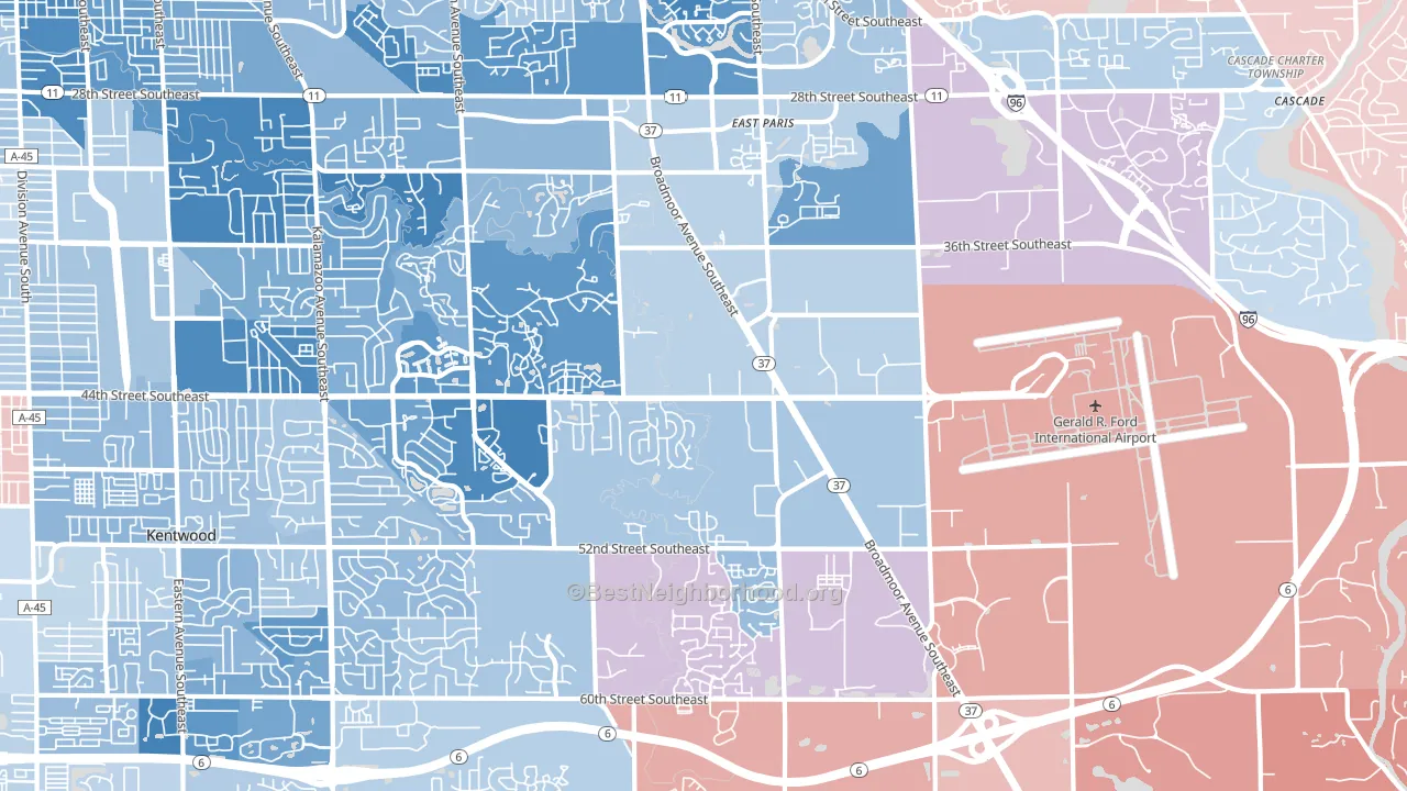 49512, MI block-group political-lean map