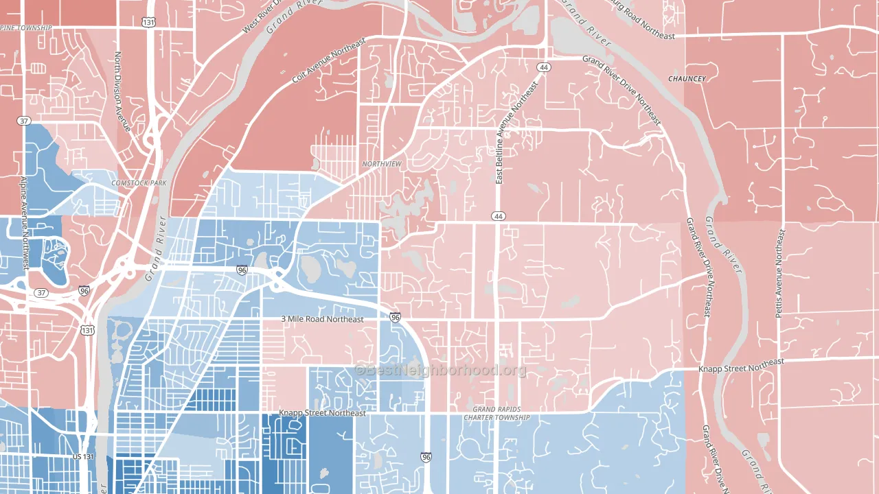 49525, MI block-group political-lean map