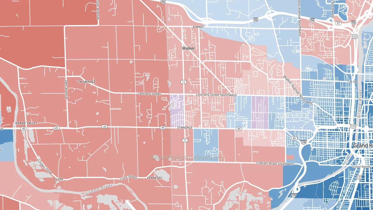 49534, MI block-group political-lean map