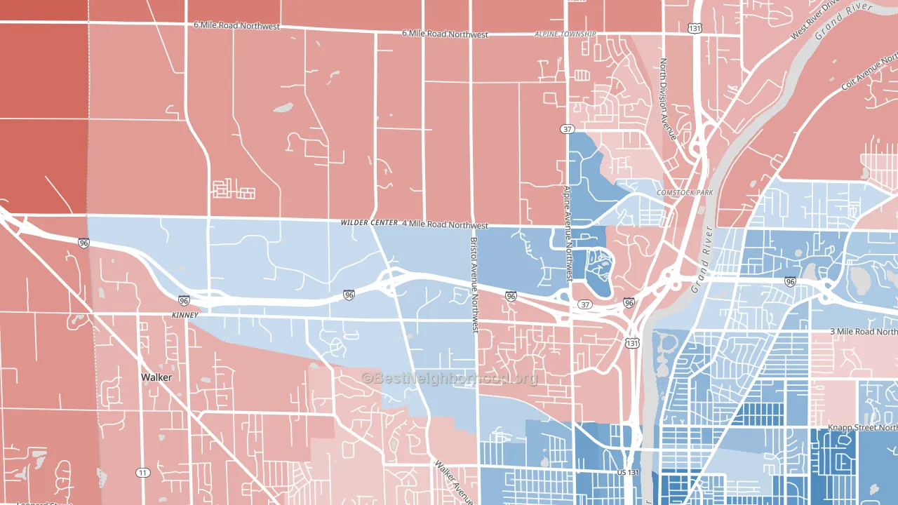 49544, MI block-group political-lean map