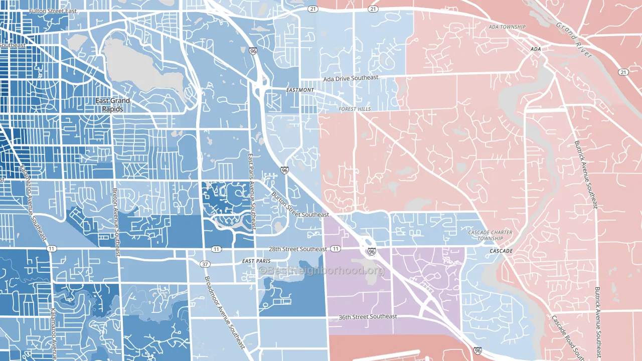 49546, MI block-group political-lean map