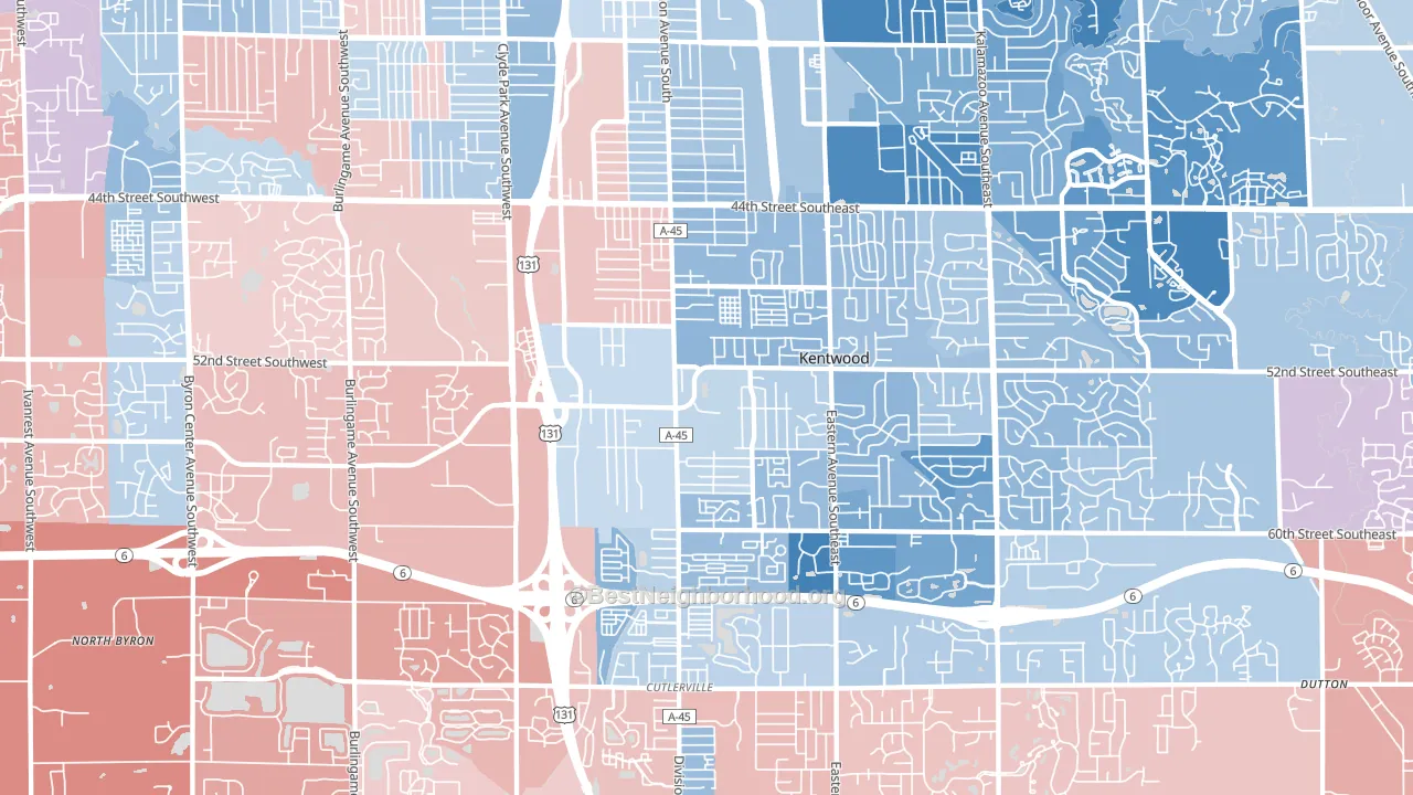49548, MI block-group political-lean map