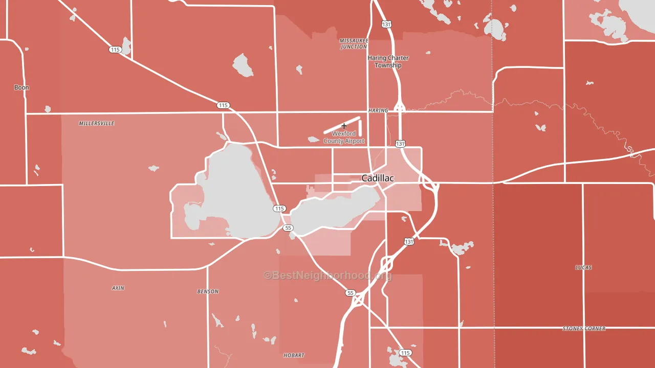 49601, MI block-group political-lean map