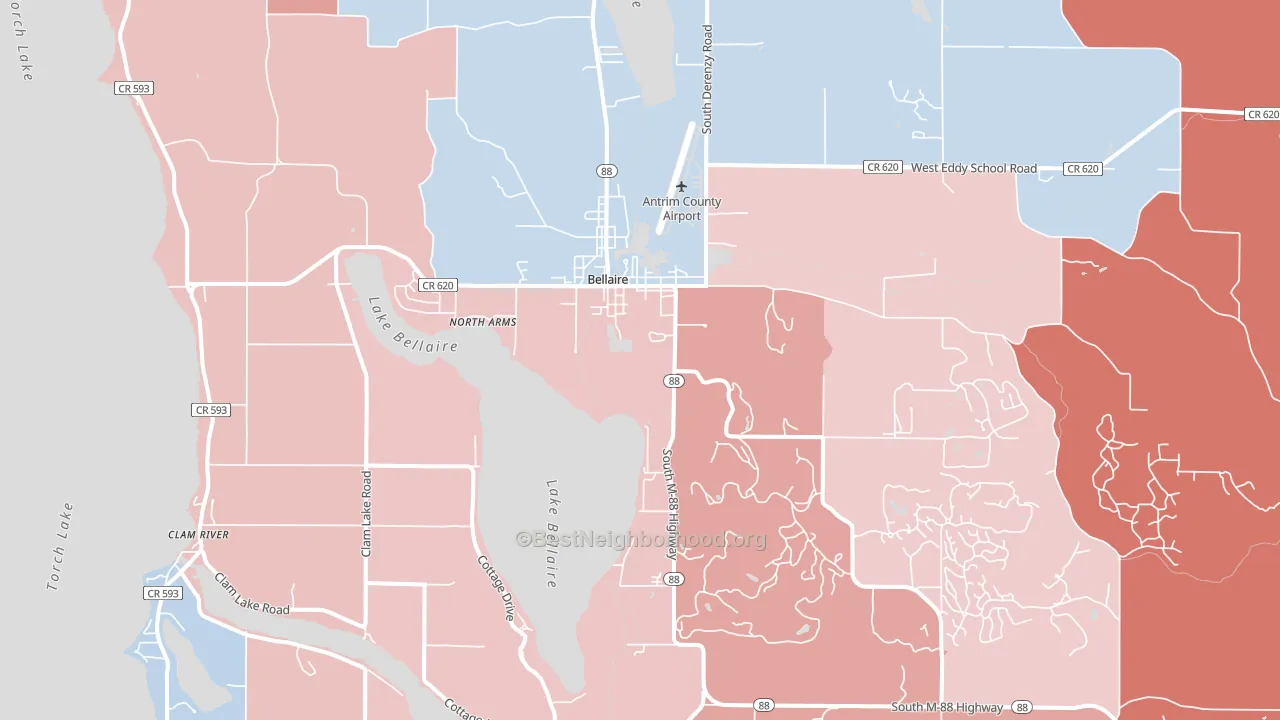 49615, MI block-group political-lean map