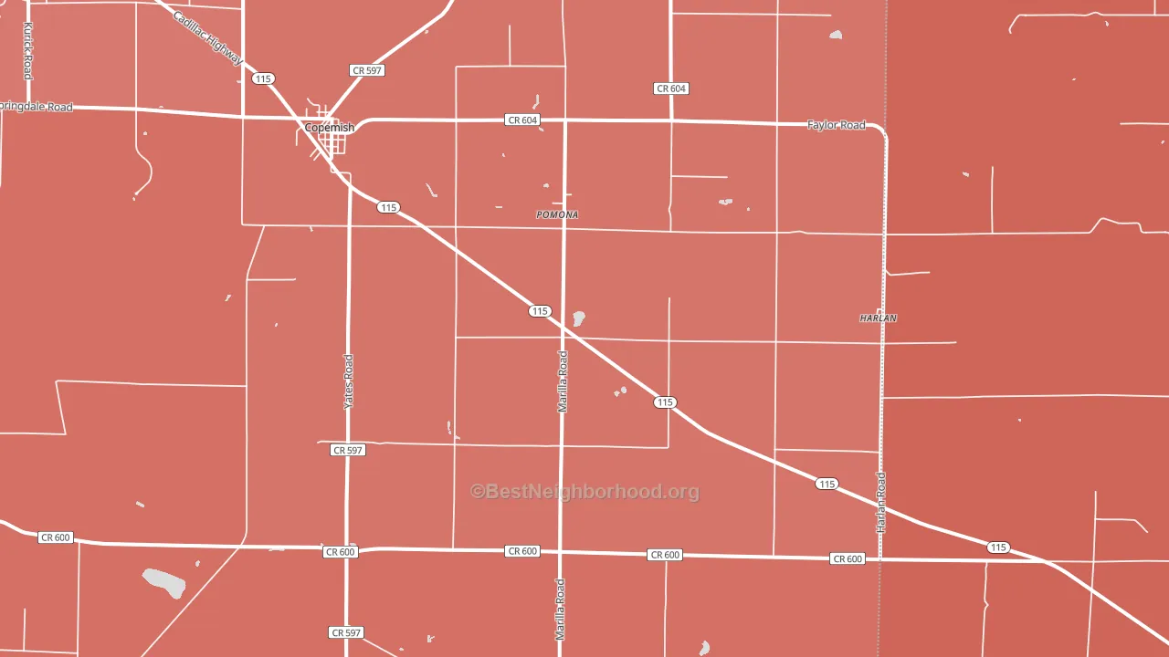 49625, MI block-group political-lean map