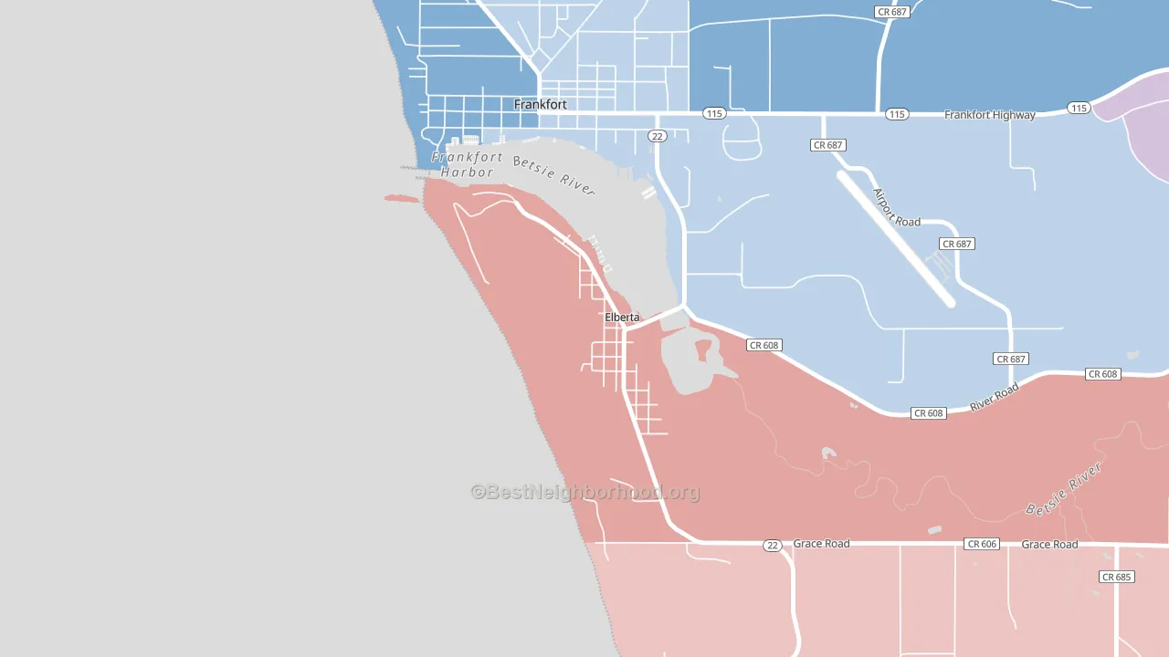 49628, MI block-group political-lean map