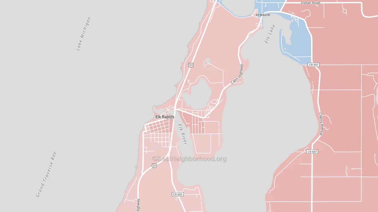49629, MI block-group political-lean map