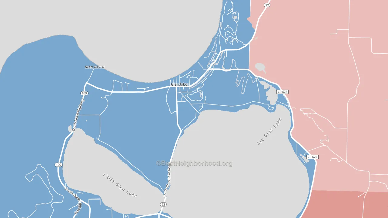 49636, MI block-group political-lean map