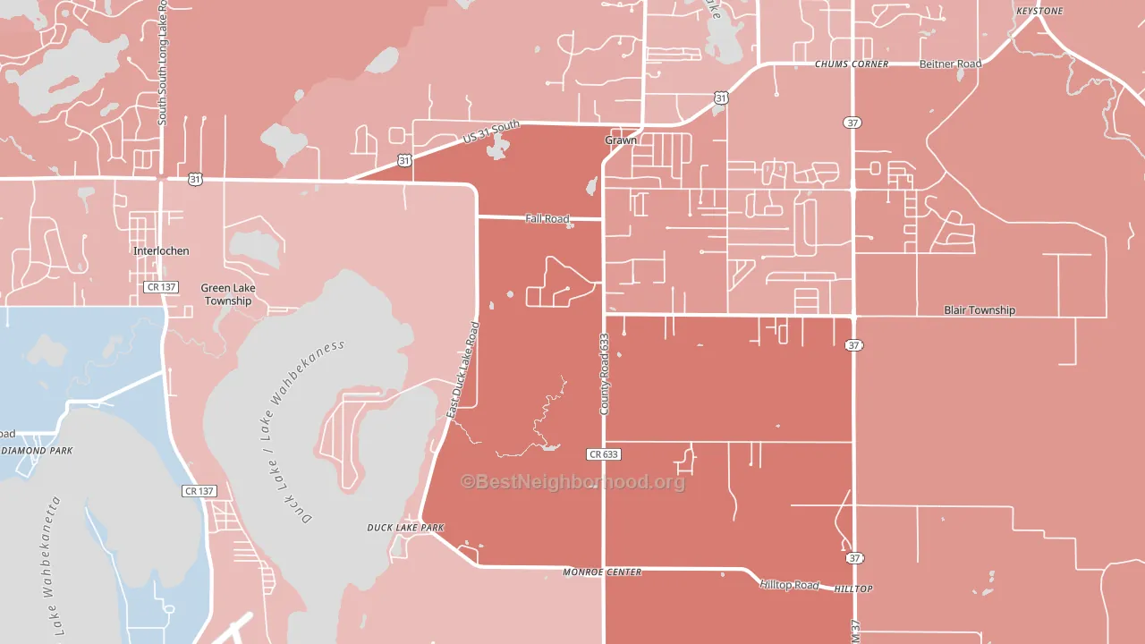 49637, MI block-group political-lean map