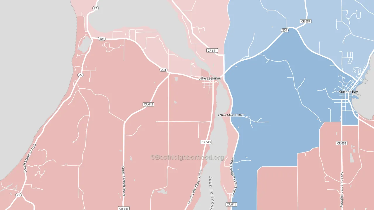 49653, MI block-group political-lean map