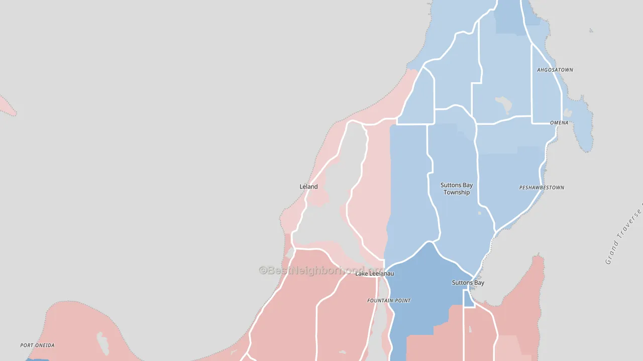 49654, MI block-group political-lean map