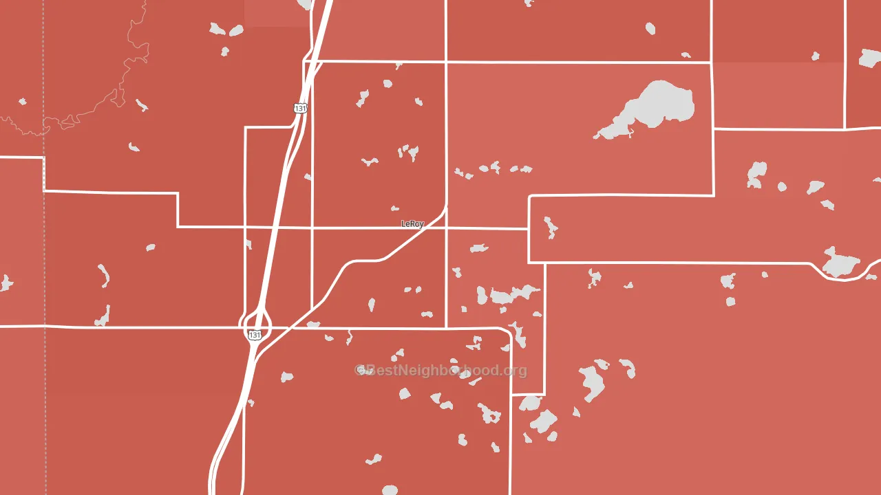 49655, MI block-group political-lean map