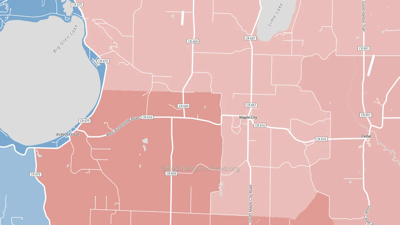 49664, MI block-group political-lean map