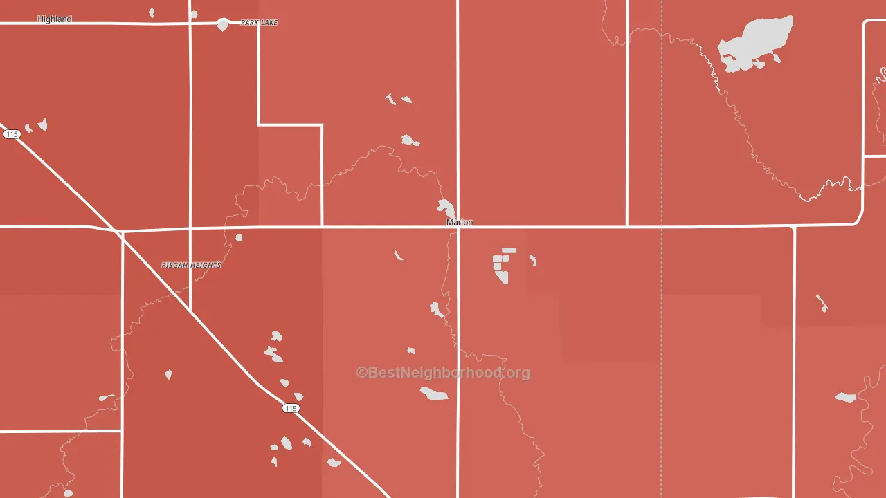 49665, MI block-group political-lean map
