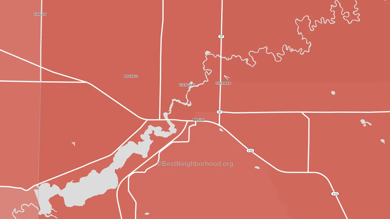 49668, MI block-group political-lean map