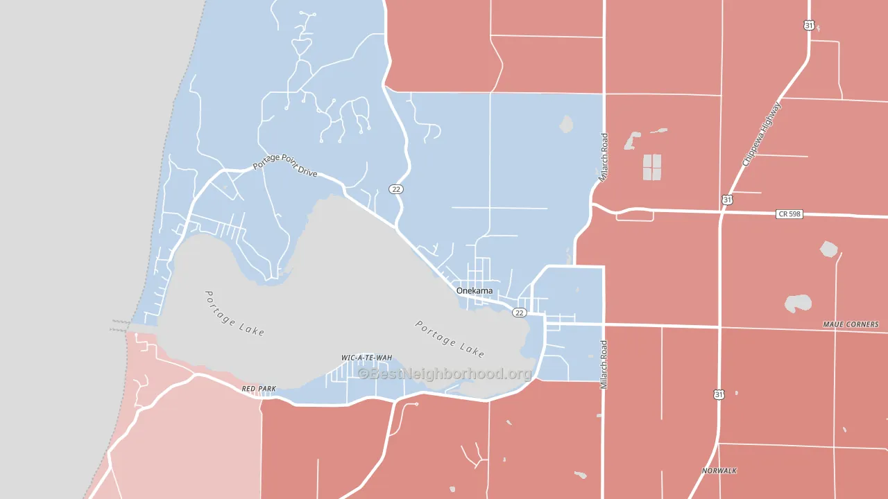 49675, MI block-group political-lean map