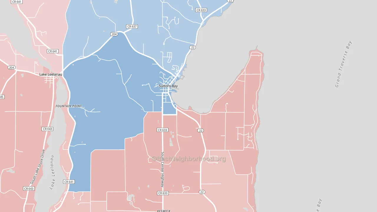 49682, MI block-group political-lean map