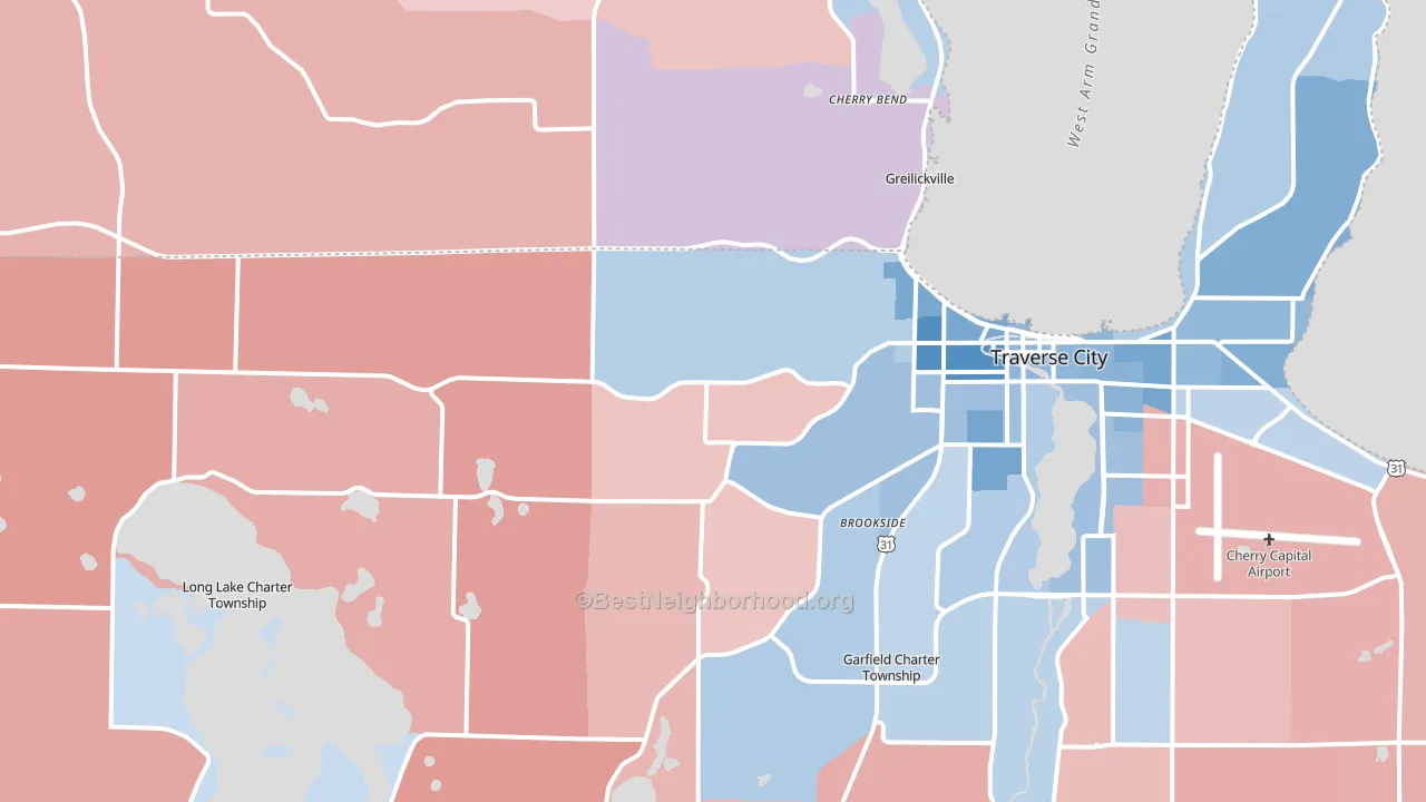 49684, MI block-group political-lean map