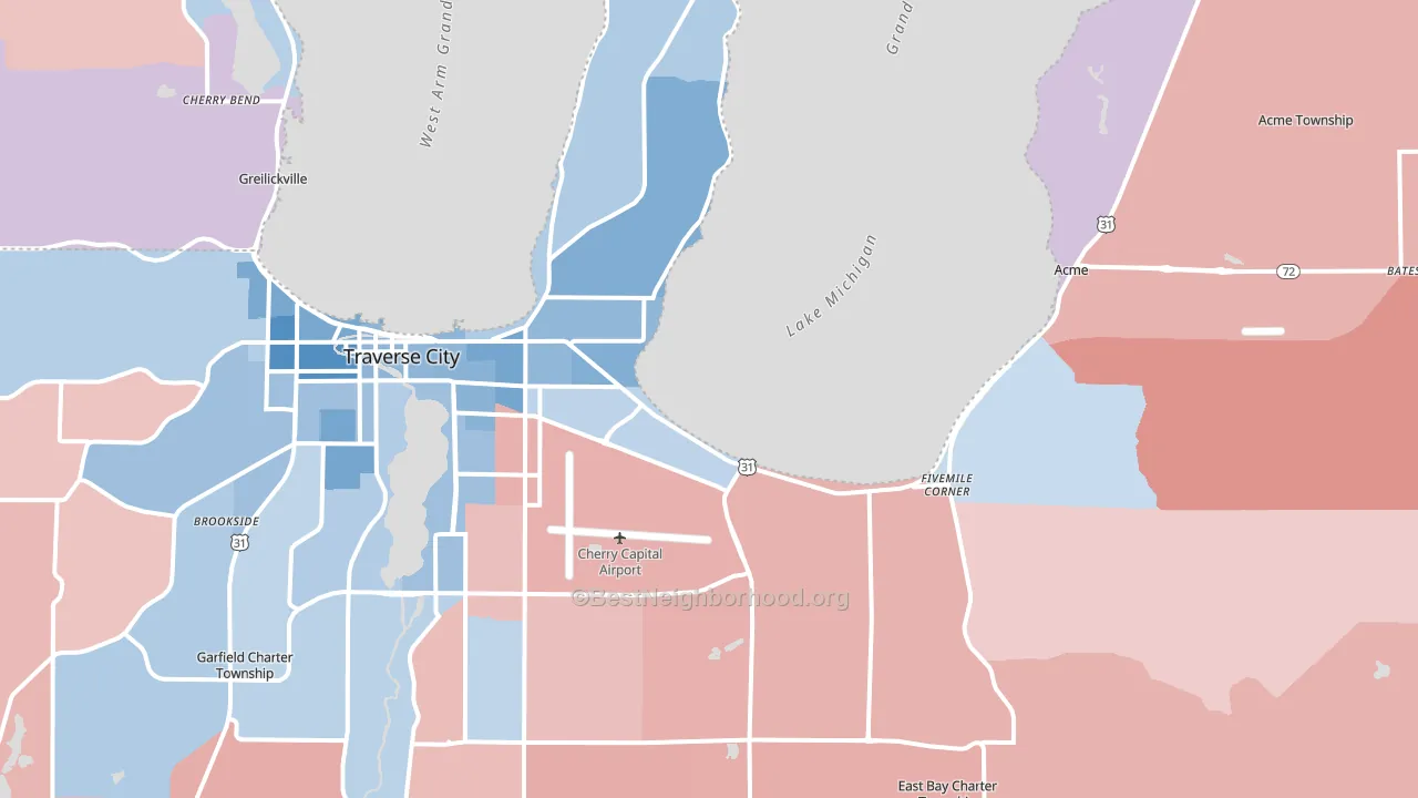 49686, MI block-group political-lean map