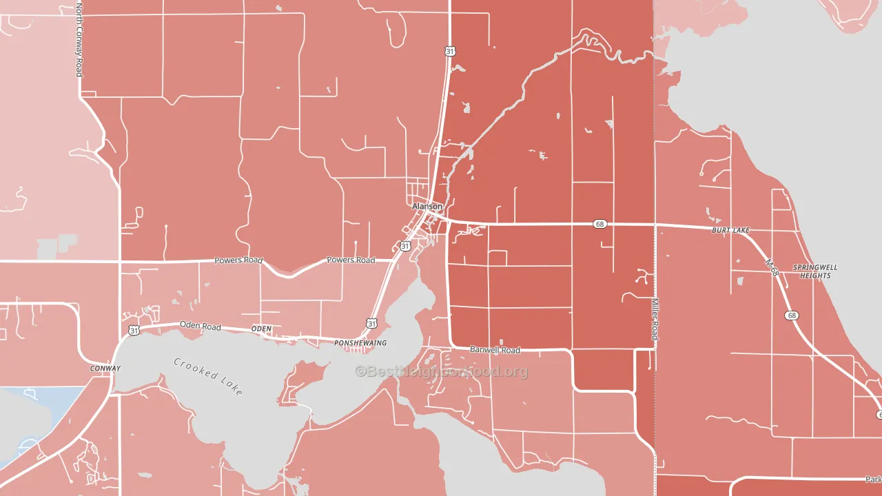 49706, MI block-group political-lean map