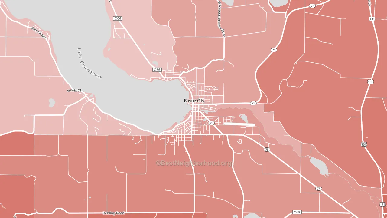 49712, MI block-group political-lean map