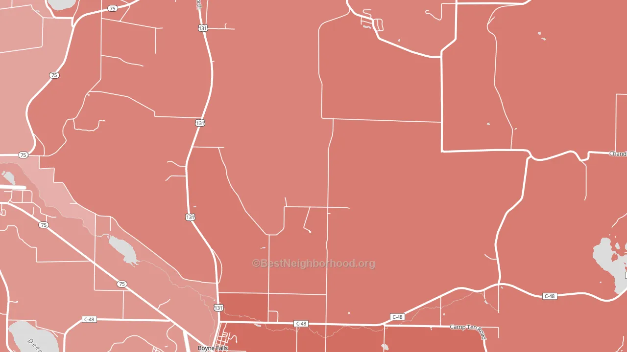 49713, MI block-group political-lean map