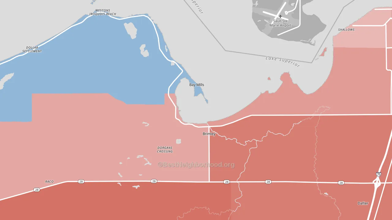 49715, MI block-group political-lean map