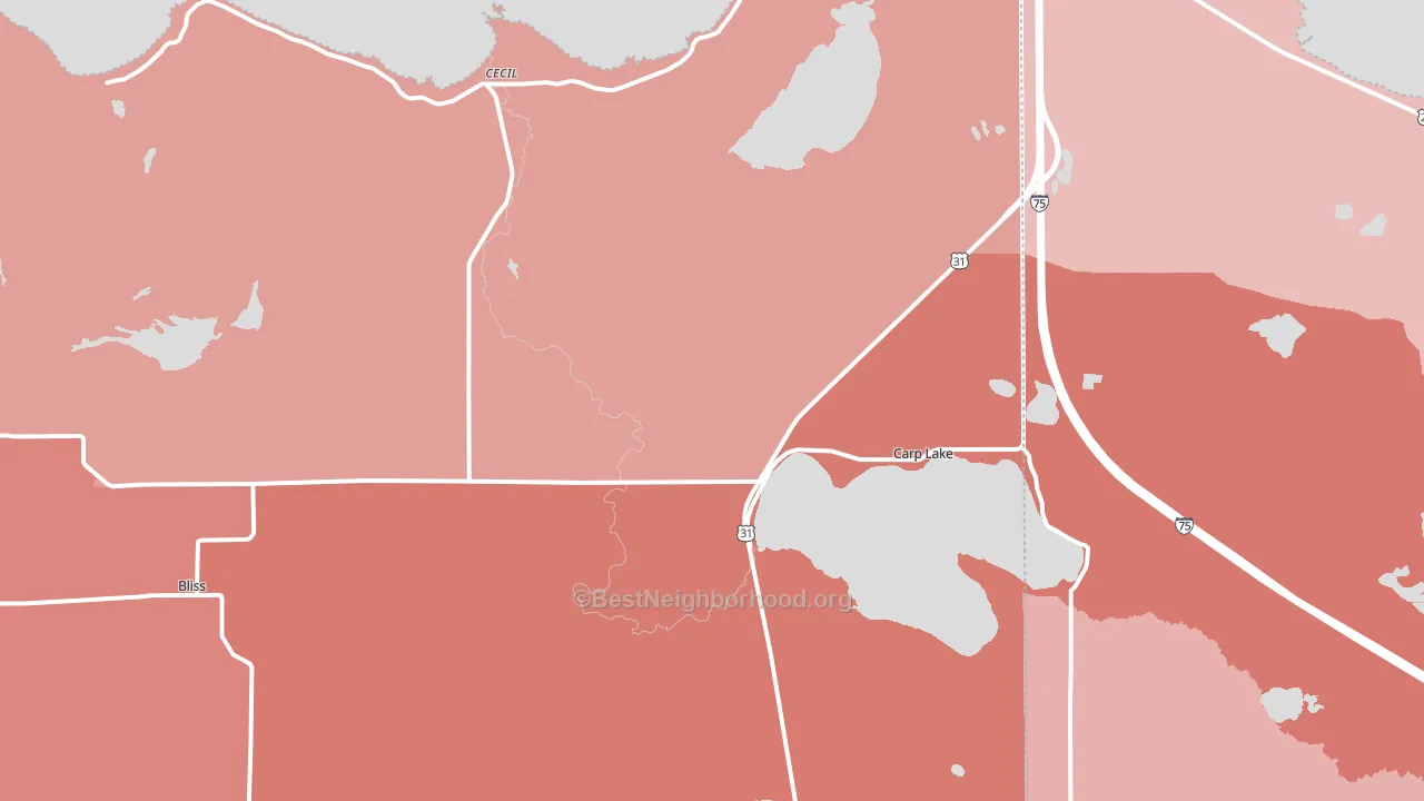 49718, MI block-group political-lean map