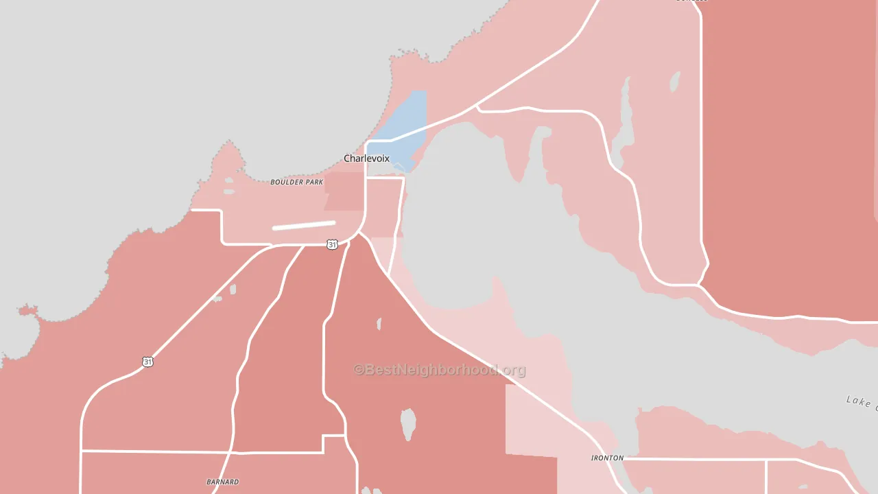 49720, MI block-group political-lean map