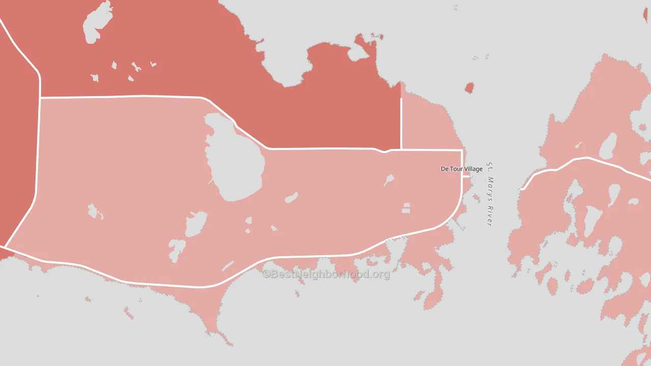 49725, MI block-group political-lean map