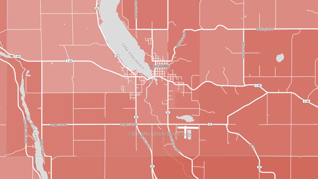 49727, MI block-group political-lean map