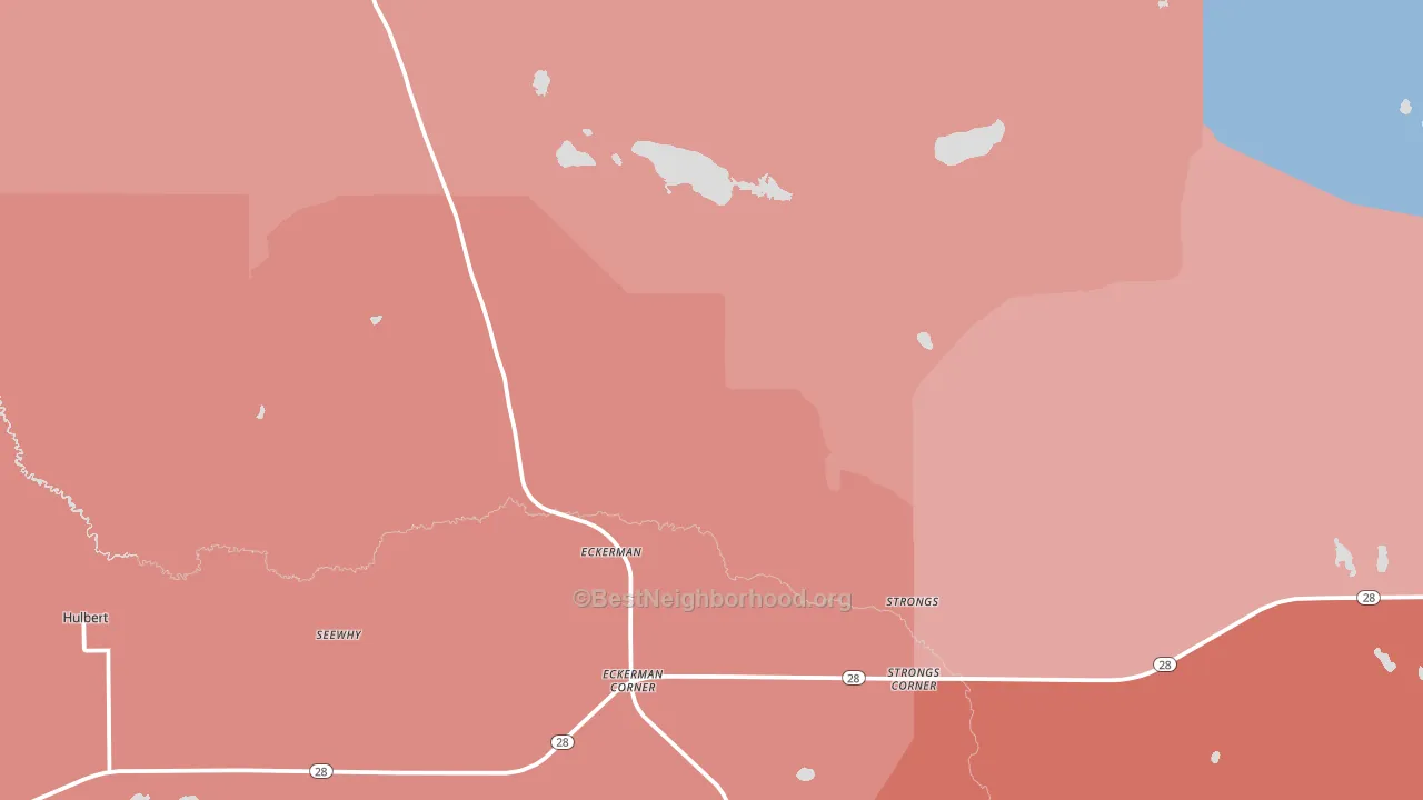 49728, MI block-group political-lean map