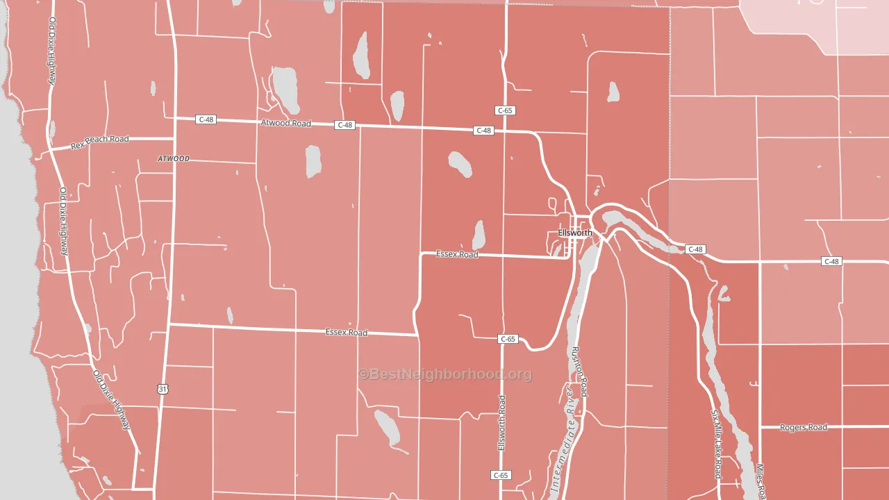 49729, MI block-group political-lean map