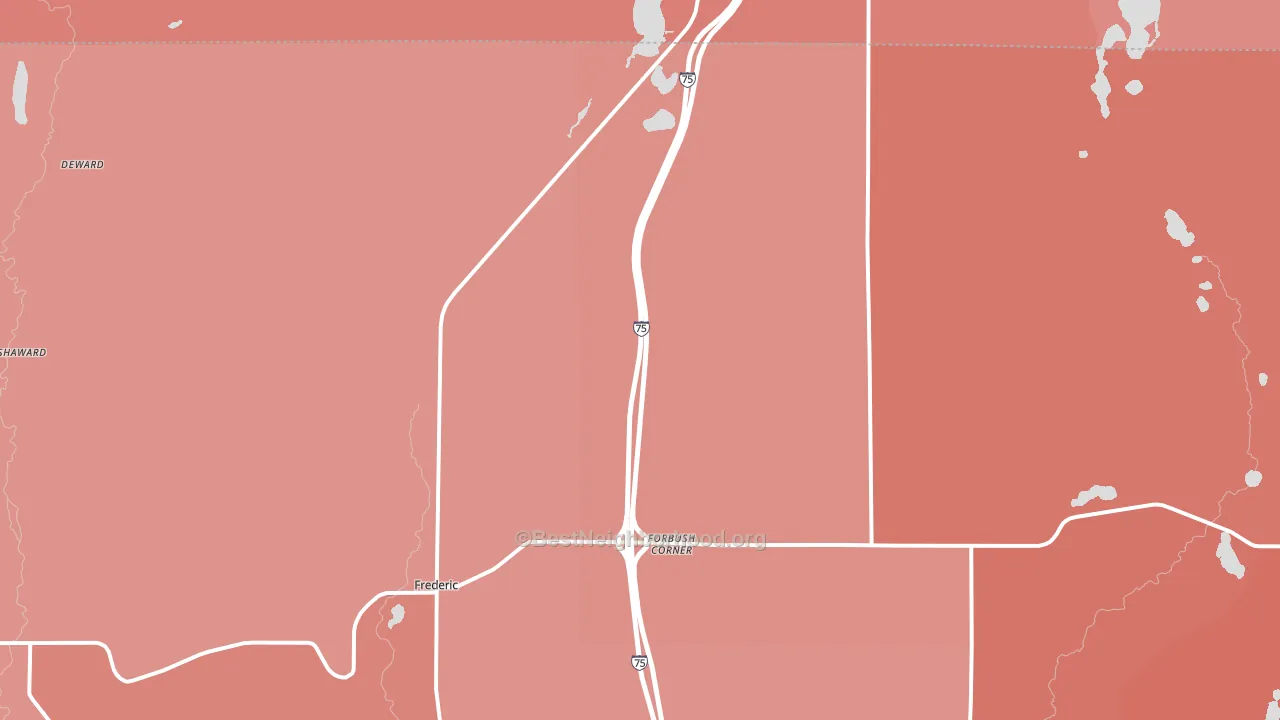 49733, MI block-group political-lean map