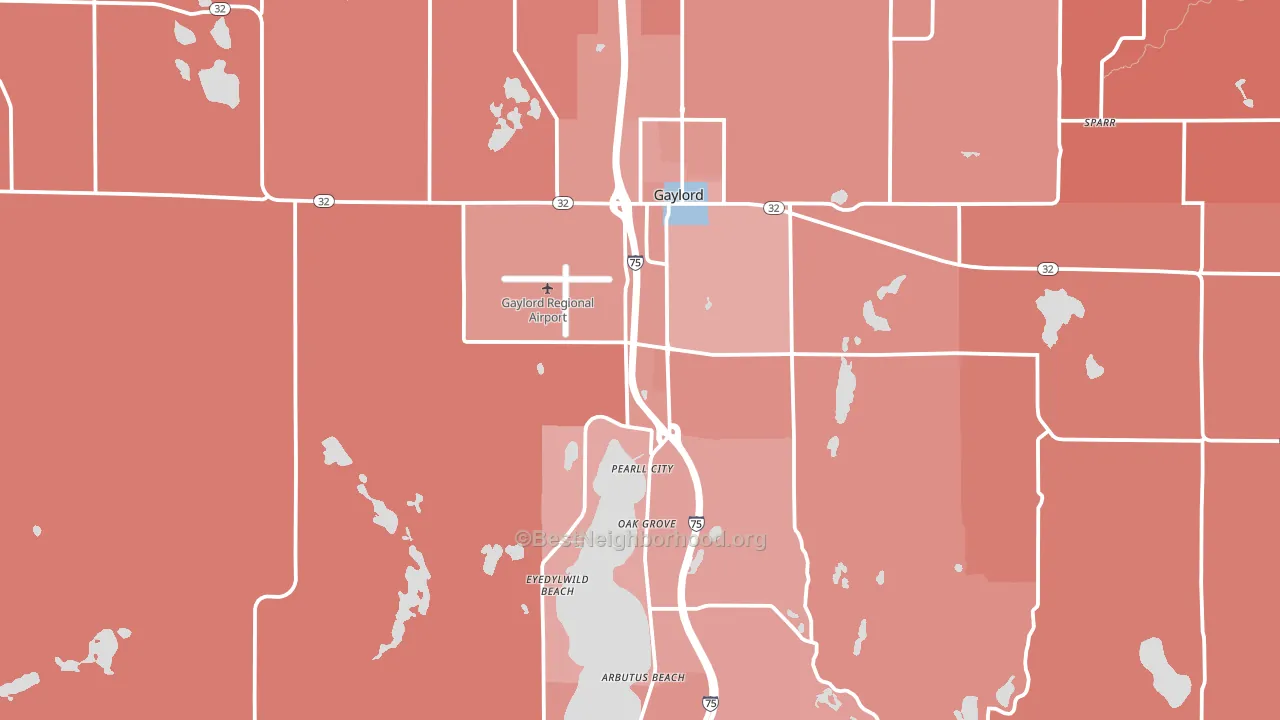 49735, MI block-group political-lean map