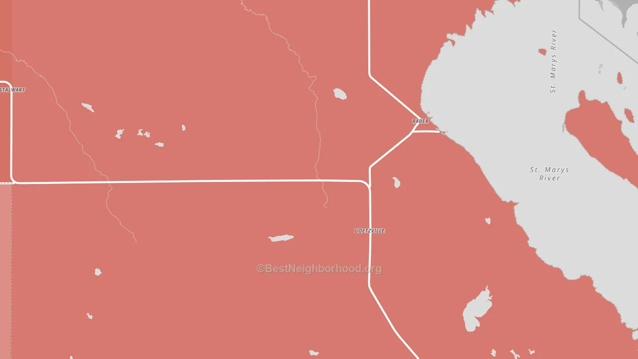49736, MI block-group political-lean map