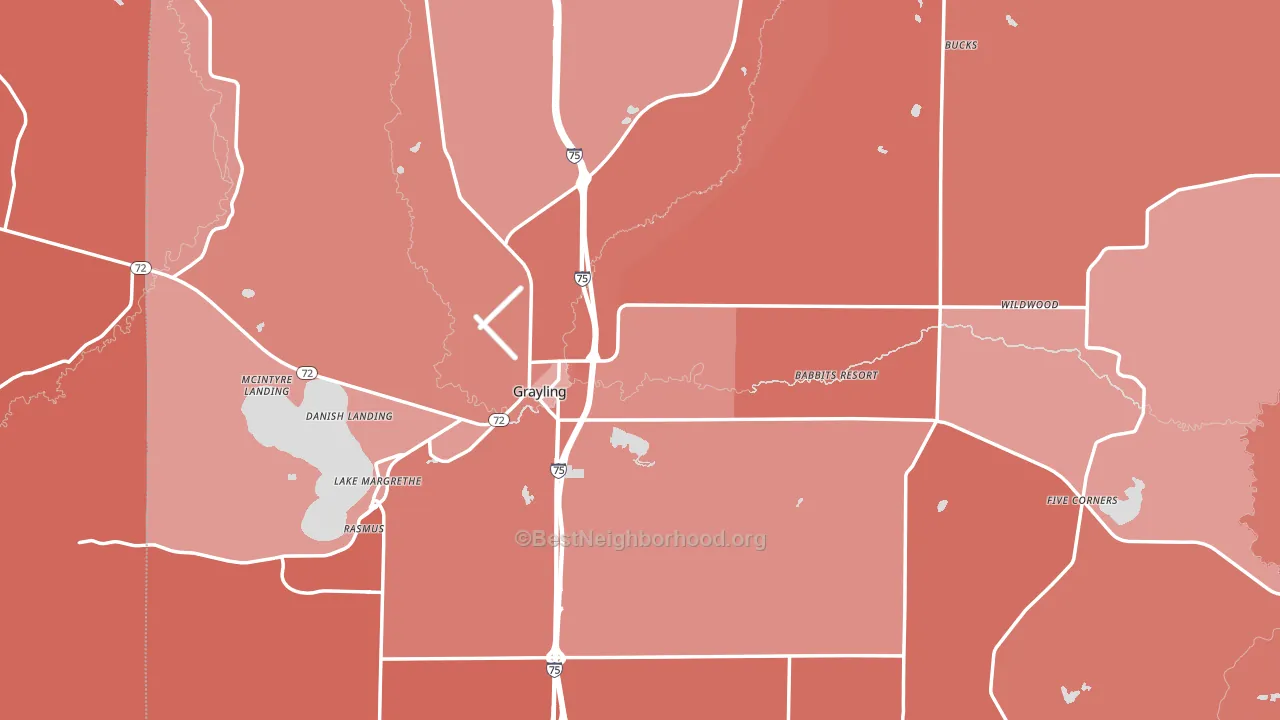 49738, MI block-group political-lean map