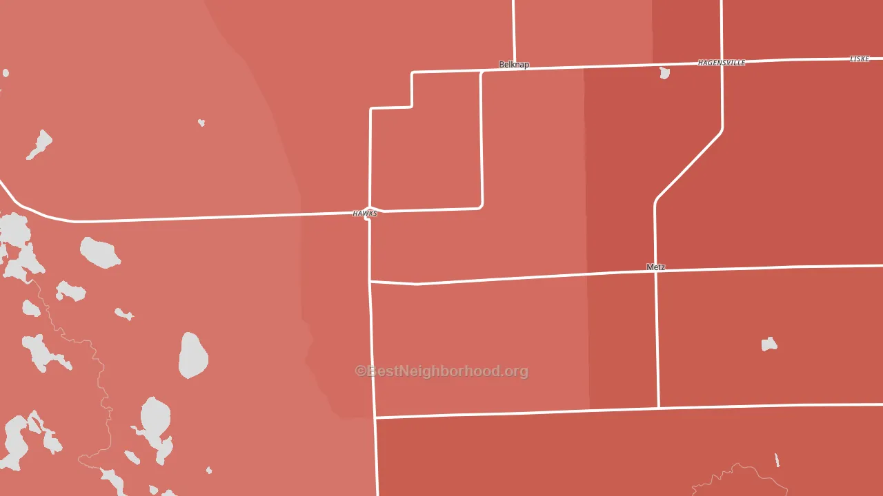 49743, MI block-group political-lean map