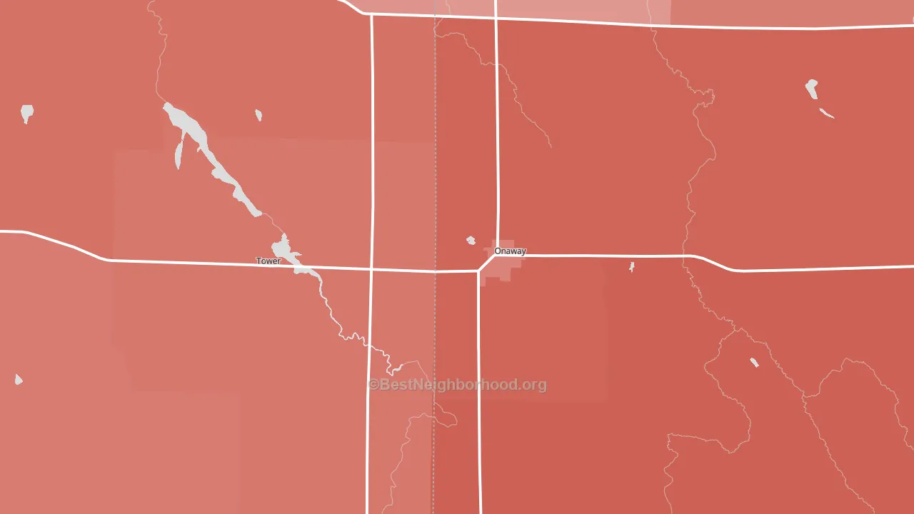 49765, MI block-group political-lean map