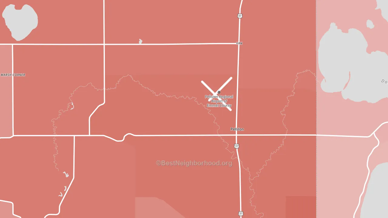 49769, MI block-group political-lean map