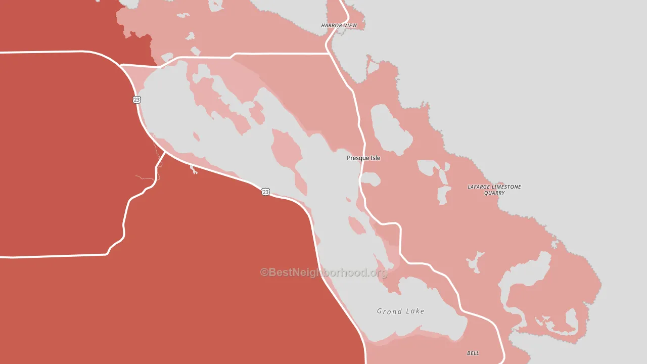 49777, MI block-group political-lean map