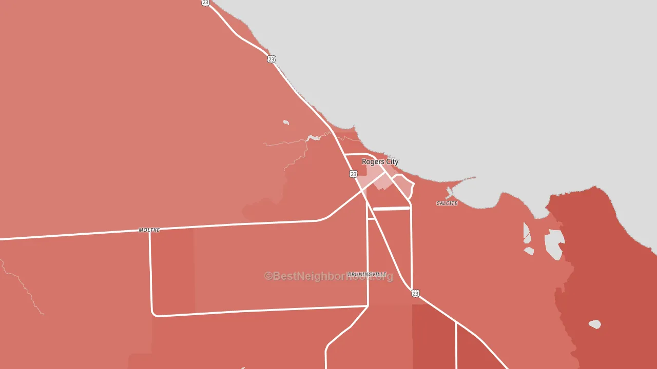 49779, MI block-group political-lean map