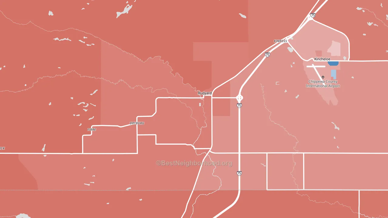 49780, MI block-group political-lean map