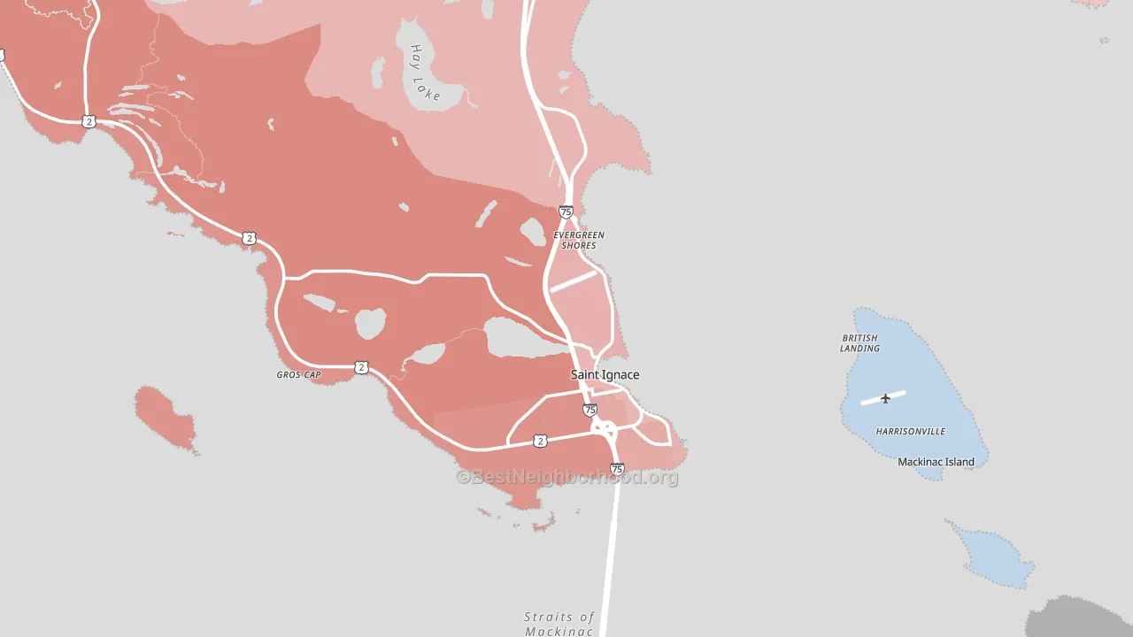 49781, MI block-group political-lean map
